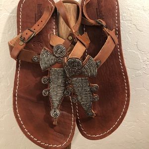 Laidbacklondon silver beaded leather sandals